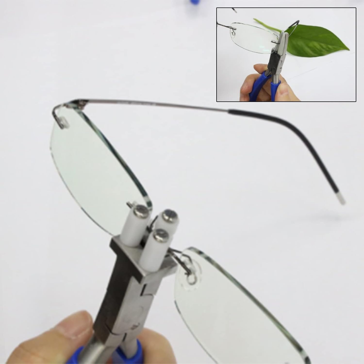 Kit di riparazione per occhiali senza montatura con 6 pinze di precisione, compatto e portatile per riparazioni facili di orologi, occhiali e computer