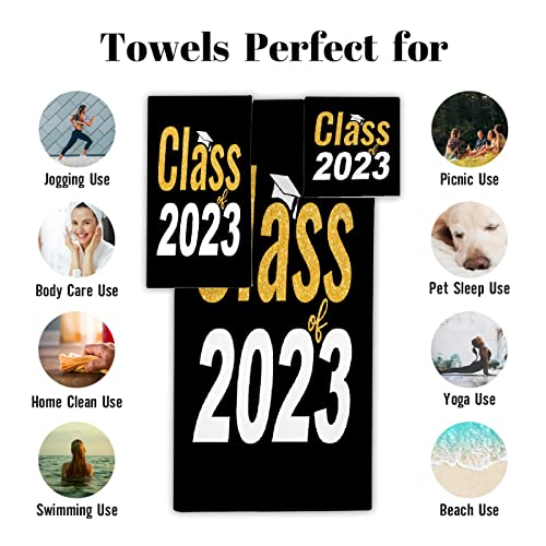 Kakusandha Class Of 2023 Graduation 3Pc Towel Set Bath& Hand Towels& Washcloth -Super Absorbent Quick Dry Soft For Decorative Home Bath Kitchen Hotel Gym Swim Spa Gift #TOP2