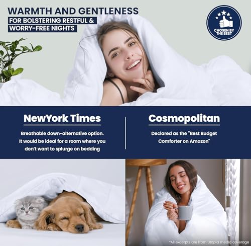 Utopia Bedding Comforter Duvet Insert, Quilted Comforter with Corner Tabs, Box Stitched Down Alternative Comforters King Size (White, Pack of 2)