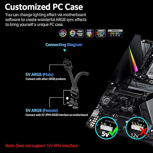 Image of ARGB LED Light Bar 280mm - Diamond-Cut Acrylic RGB Light for PC Cabinet | 5V 3-Pin Addressable Sync | Magnetic Ambient Lighting for Gaming Setup (Set of 1)