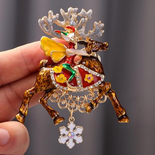 Image of Enamel Brooch Pin For Women Men, Vintage American Flag Crystal Lapel Pin, Christmas Brooch Suit Dress Clips Accessory Gift