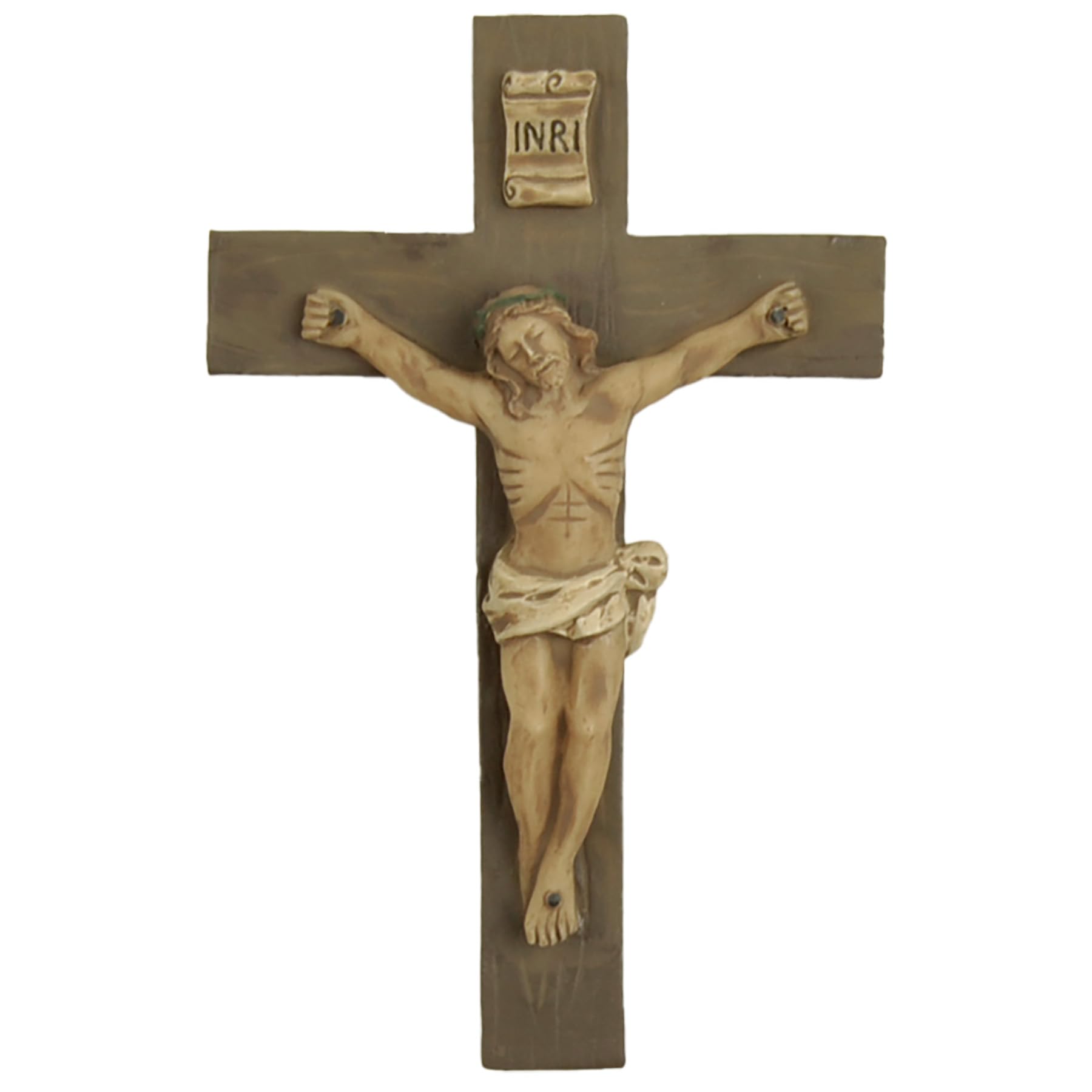 PlentifulHome Catholic Wall Crucifix with Jesus, Resin Cross, 10.31 cm