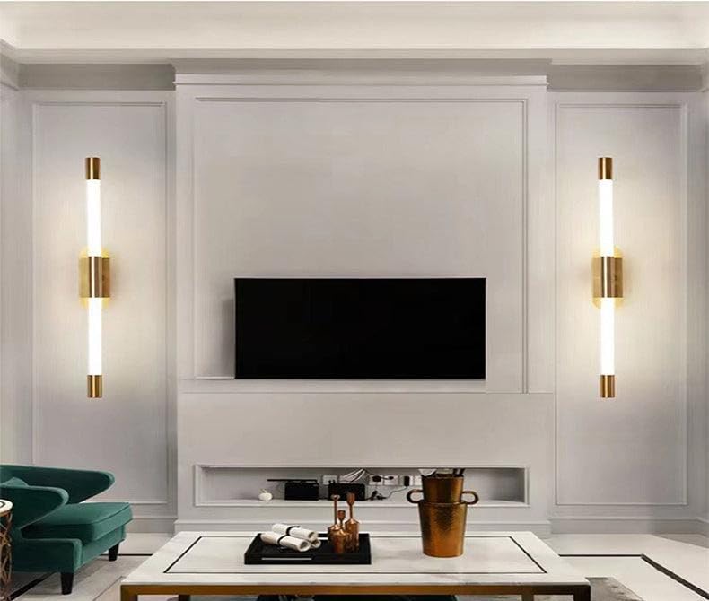 Image of Glowave Modern Golden 600mm Metal LED Long Tube Wall Light - Warm White