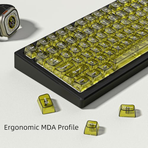 Image of dagaladoo Clear keycaps,Transparent Keyboard keycaps,Jelly Key caps Set,Shine Through keycap，MDA Profile Keyboard caps for Mx Switches Mechanical Keyboard(Dark Yellow)