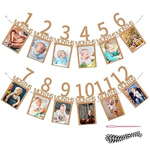 Fotogirlande 1. Geburtstag, Baby Ersten Geburtstag Girlande Foto Banner, Hängende Foto Wanddekoration, Kinder Monatlich…