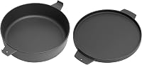 WELL GRILL Duo Holland Fazék Kiegészítő Szett Weber 47-57 cm Grill-hez, 2in1 Öntöttvas Serpenyő BBQ Gourmet Rendszerhez, 7,25L Fekete 2