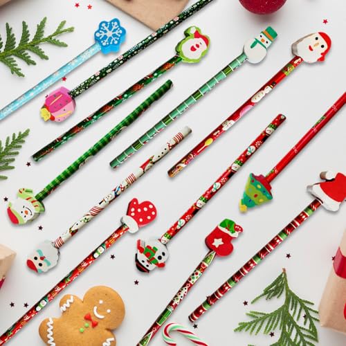 Lápices Navideños con Borradores, 36 Piezas Multicolor miniatura 7