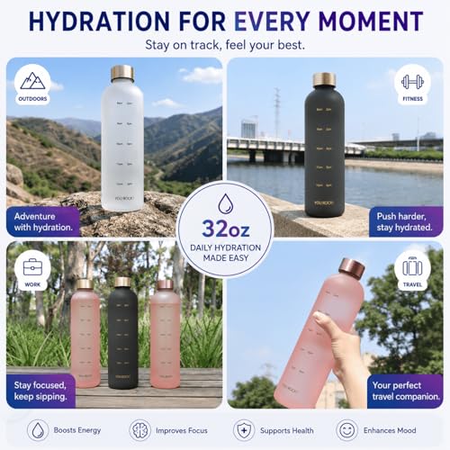Bouteille d'eau de 950 ml avec marqueur de temps gourde motivante réutilisable sans BPA - 7