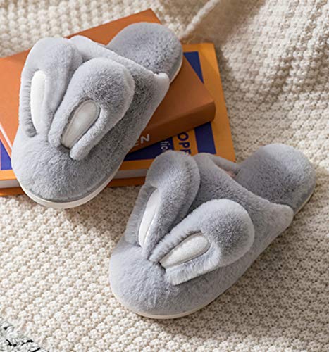 Women Cute Rabbit Ear Plush Slippers House Non-Slip Fluffy Bunny Slipper Indoor Warm Plush Animal Shoes4