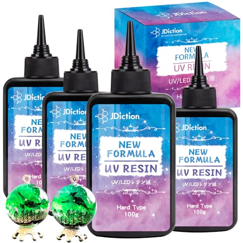 JDiction 400g UV Resin New Formula Crystal Clear UV Resin Solar Cure Sunlight Activated Hard UV Resin Kit for Jewelry Making Casting and Coating DIY Crafts