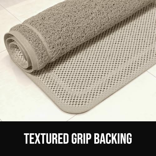 Image of GORILLA GRIP Exfoliating Bath and Shower Mat, Textured Backing, 35x16 Soft Loofah-Style Foot Scrubber for Outside or Inside Bathtub, Quick Dry Easy Drainage Tub Floor Mats, Bathroom Essentials, Beige