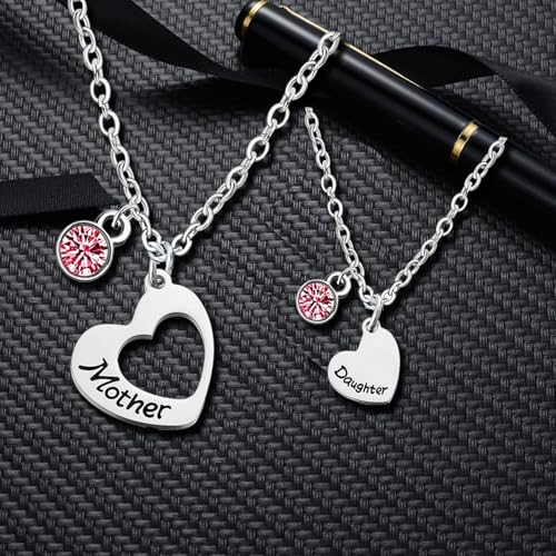 Mother Daughter Heart-Shaped Necklace Set Mother's Day Christmas Birthday Gifts for Mother Daughter2