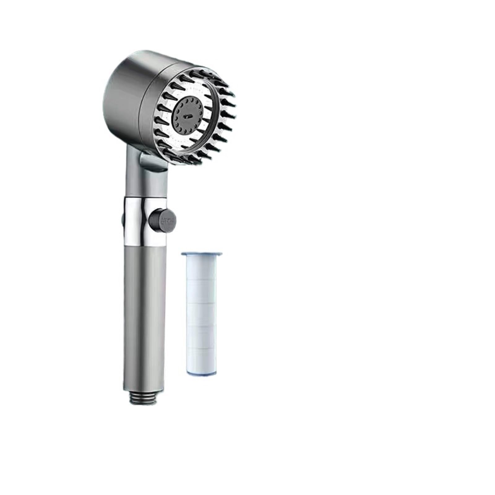 Mqfbnnp Grey Shower Hose Shower Head Shower Head 3 Mode High Pressure Adjustable Filter With Massage Brush One Key Stop(Grey Shower Hose)