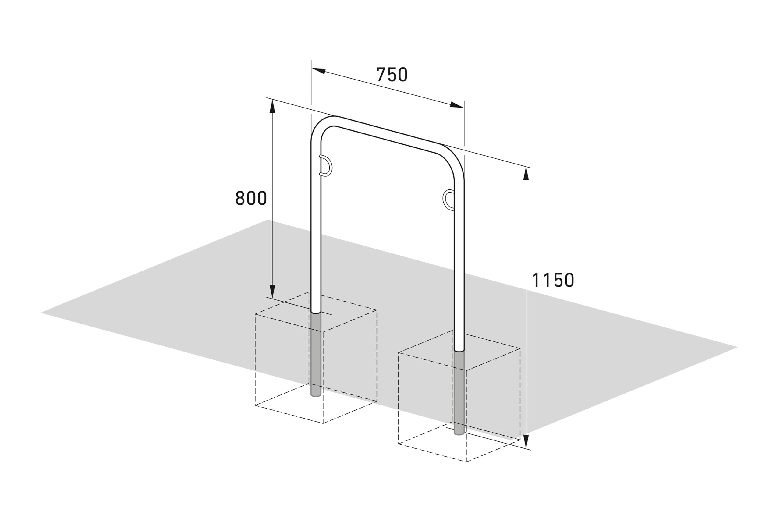 Lot de 3 Dreifke Arceau Vélo Trust 10 Dreifke à Sceller, 750mm | avec Œillets de Sécurité | Support pour 2 Vélos | Appui-vélo en Acier Galvanisé | Qualité Pro