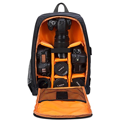 DSLR Kamerarucksack Fotorucksack Rucksack Kamera wasserdichte Kameratasche für Canon Nikon Sony mit Stativhalterung (Orange)