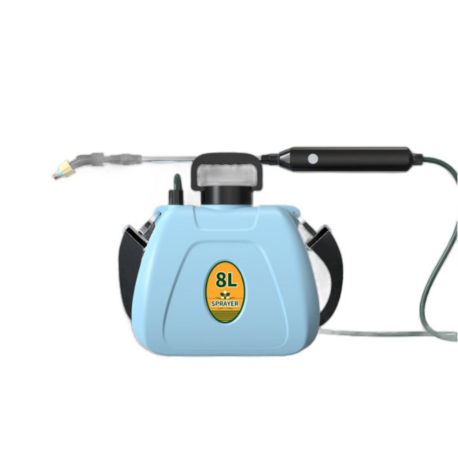 Spruzzatore Elettrico da 8L con Manico Ergonomico Asta Telescopica Regolabile Tre Diversi Ugelli Spallaccio Pratico Adatto per Giardino Casa Orto, Blu