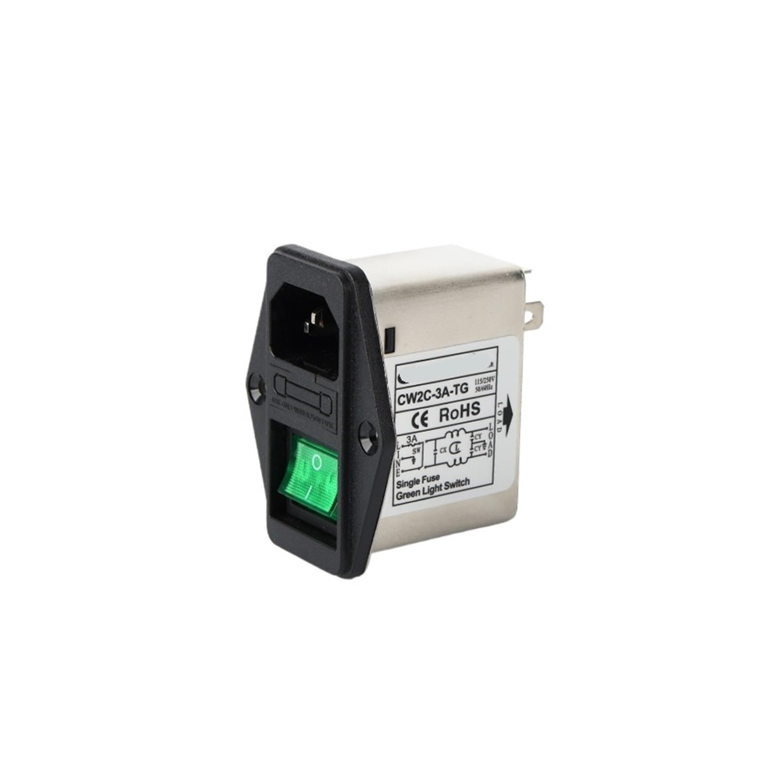 Filtre interrupteur prise 220V vert anti-interférence pour alimentation CW2C