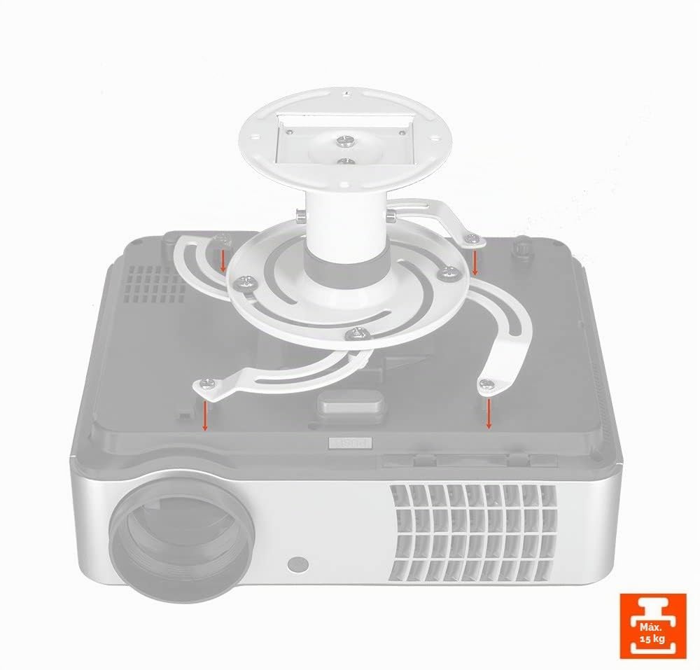 ivolum Universal Beamer Soporte de Techo PDH130 - Blanco - hasta 15 Kg - inclinable - Altura del Techo de 13 cm