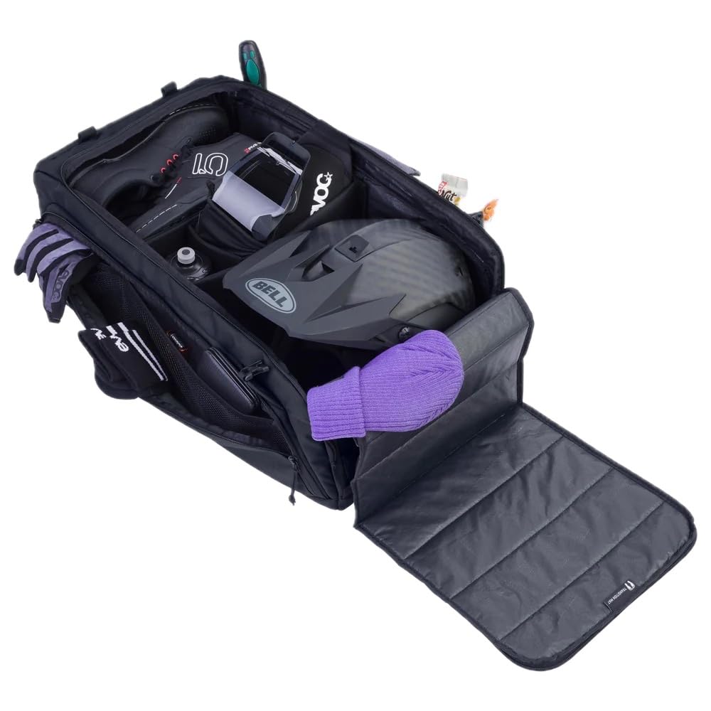 Torba podróżna EVOC GEAR BAG 55 (torba rowerowa z funkcją plecaka, wyjątkowo wytrzymały materiał zewnętrzny, odpinane paski na ramię, zmienne przegrody, odporna na brud/wodę), stal/szary