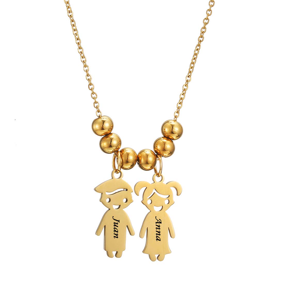 RWQIAN Niño Niña Nombre Personalizado Collar Colgante Acero Inoxidable para Mujeres con Nombres Grabados Joyería Infantil Regalo a Madre Hija Familia Amante Mejor Amigo
