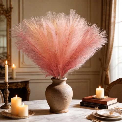 Naplings 50pcs Pink Pampas Grass 21.6 Inch...