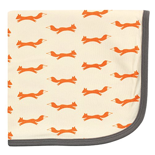Touched by Nature Unisex Baby Organic Cotton Swaddle, Receiving and Multi-purpose Blanket, Fox, One Size