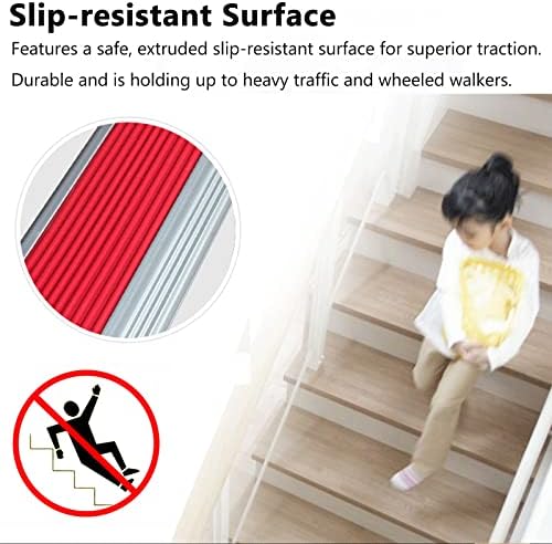 Miniatura 7 de Borde de metal para escaleras, tira antideslizante de nariz de borde de escalón, protector de nariz de borde de escalón, reductores de borde de