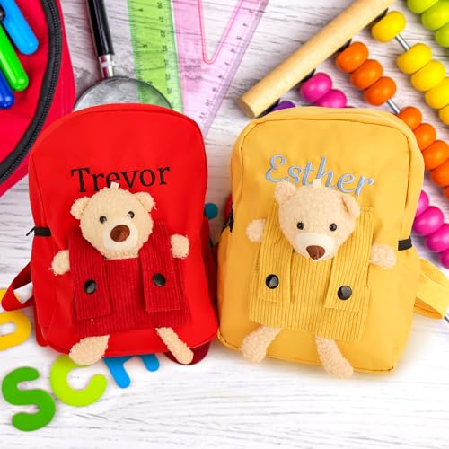 Personalized Name Backpack Custom Backpack with Cute Bear Embroidered Backpack Customized Backpack Shoulder Bag4