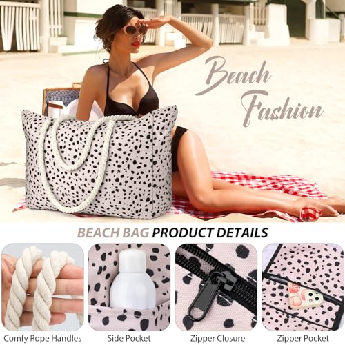 KPX Large Beach Bags Pool Bag, Zippered Beach Tote Bags, Cute Girls Oversized Swim GymBags for Travel,4