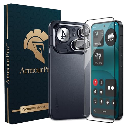 Image of ArmourPro Edge to Edge Tempered Glass for Nothing Phone (4A) Pro with Black Camera Ring Guard, 9H Screen Protector, Anti-Scratch, Anti-Fingerprint, Bubble-Free Installation Kit