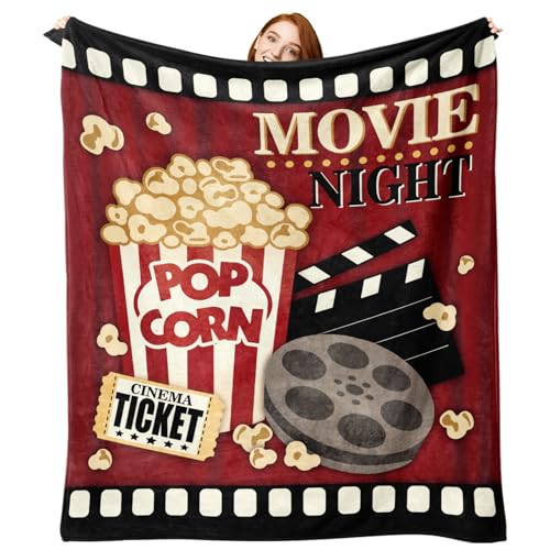 Zzkol Movie Night Flannel Throw Blanket, Popcorn...