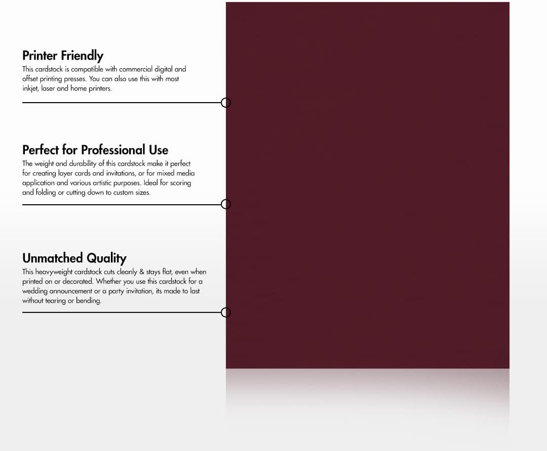 LUXPaper 8.5" x 11" Cardstock | Letter Size | Burgundy Linen | 100lb. Cover (183lb. Text) | 250 Qty