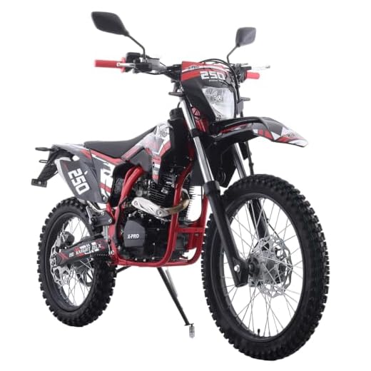 X-PRO Knight DLX 250cc Adult Dirt Bike, 223.6cc Zongshen 4-Stroke Engine, 5-Speed Manual, Electric/Kick Start, 21"/18" Wheels(Red)