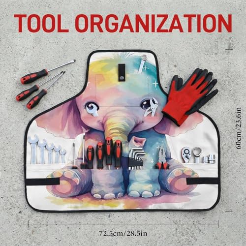Delantal para taller con diseño Watercolor Elephant miniatura 2