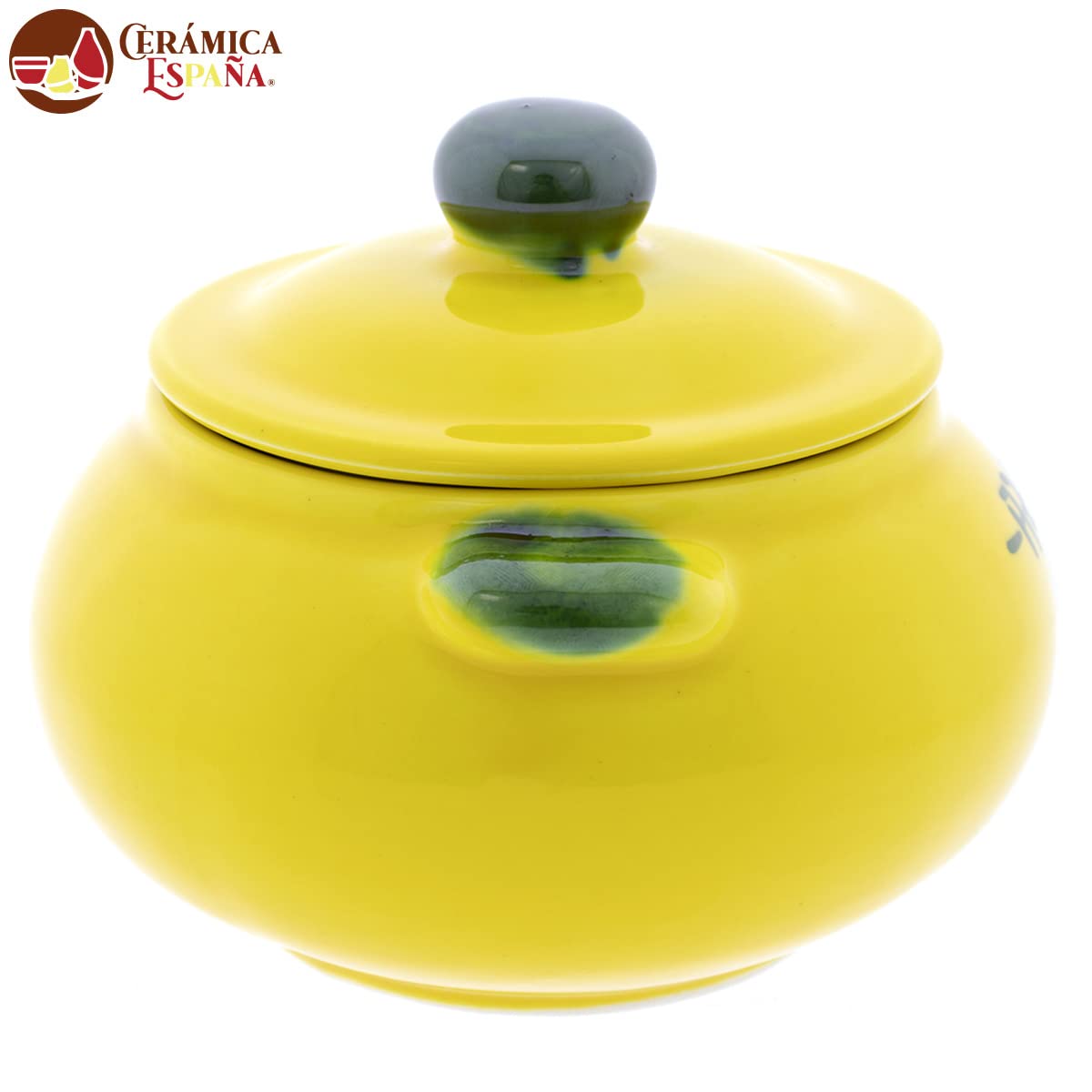 CERÁMICA ESPAÑA | Zuccheriera rustica ceramica | Barattoli da cucina | Barattoli originali | Zuccheriera cucina gialla decorata - Modello M01 | 100% Decorato a Mano | 16x16x14 cm