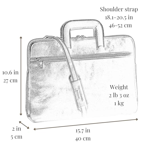 Image of Time Resistance Slim Leather Briefcase - Italian Handmade Leather Computer Bag - Briefcase for Men and Women - Laptop Bag