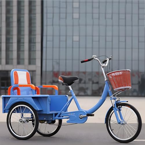 KIBONCY Triciclo Adultos, Bicicleta 3 Ruedas Todo Terreno con Neumáticos Anchos, Cesta Carga Grande, Cadena Única Amortiguadora 70 litros, Asiento Cómodo Personas Mayores B