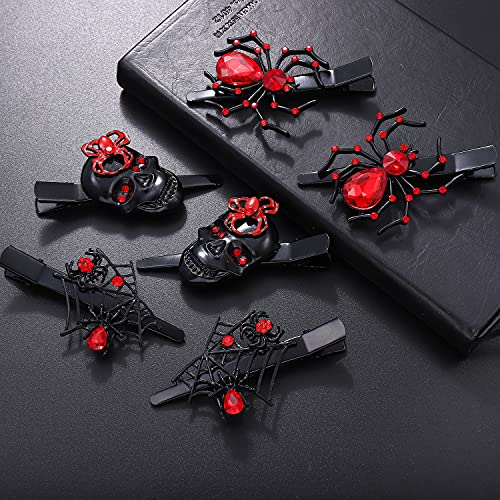 Phalin Halloween Hair Clips Gothic Large Spider Web Skull Hair Clip For Women Spooky Alligator Duckbill Hair Pins Barrettes Halloween Hair Accessory Costume Party Gifts thumb #1