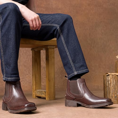 Image of Jousen Chelsea Boots Men Square Toe Ankle Mens Dress Boots Casual Slip On Boots for Men