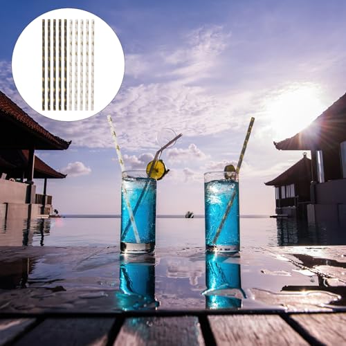 Pitillos de papel biodegradables dorados 100 pcs Healeved miniatura 7