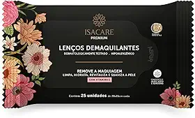 Lenços Demaquilantes Premium, Isacare, 20 Unidades