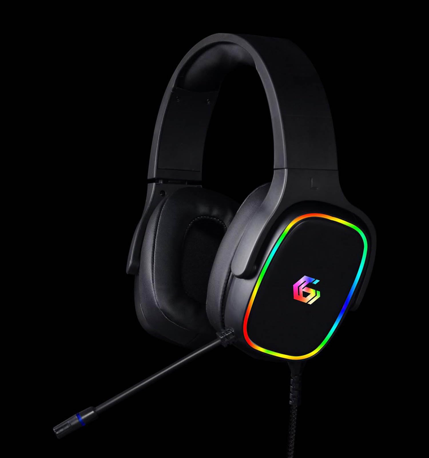 Gembird GMB Gaming USB 7.1 Surround Sound Headset - Casque Gamer avec Micro Flexible à Réduction de Bruit, Éclairage RGB, Bandeau Ajustable et Commande de Volume Intégrée, Noir