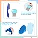 VCZONE Small Animal Grooming Set: Pet Nail Clipper & File, Flea Comb, Shampoo Brush, Shedding Slicker Brush, Massage Glove, Cleaning Comb (Blue)