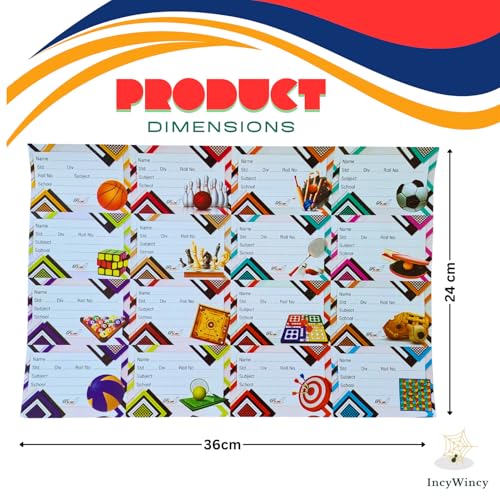 Image of Name Stickers for Notebooks & Books - Pack of 64 Durable Labels | School Stationery Essentials | Name Slips & Book Labels (Sports)