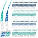 Sibba 96 Stück Interdentalbürsten, Zahnstocher mit doppelter Verwendungsmöglichkeit, Zahnspangenbürste Einweg-Zahnstocher für die Zahnreinigung und Zahnfleischpflege