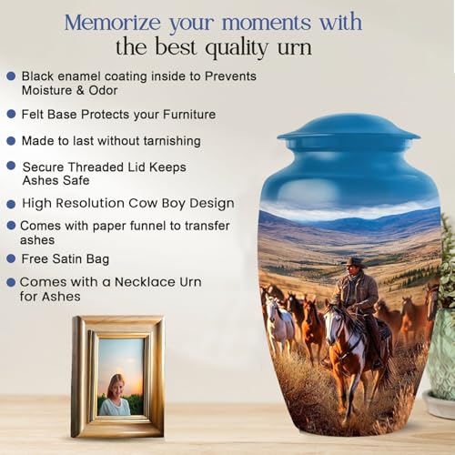 Image of Dallas Cowboy Urn Set of 6 with 1 Large Cremation Urn for Ashes Adult Male & Female, 4 Small Urns & 1 Pendant for Ashes | Decorative Urns for Funeral Upto 220 lbs