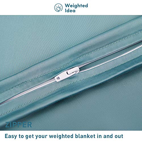 Weighted Idea Bamboo Weighted Blanket Cool Removable Duvet Cover 60''x80'' (100% Natural Bamboo, Sea Grass Blue)