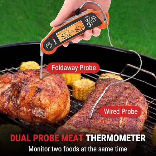 Image of TempPro TempSwift 2 Probes Meat Thermometer Digital with 2 Display Channels | IP65 Waterproof Food Thermometer with 7 Target Temp Settings, instant read meat thermometer for Cooking BBQ Oven Smoker