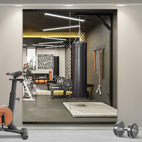 TRAHOME Home Gym Mirror for Wall,Mirror Full Length,60x25x2PCS,Glass Frameless Body Large Mirror for Home Gym,Workout,Bedroom,Garage