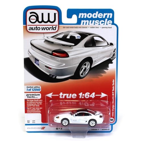 Auto World 1/64 1992 Dodge Stealth R/T Blanco Brillante miniatura 2